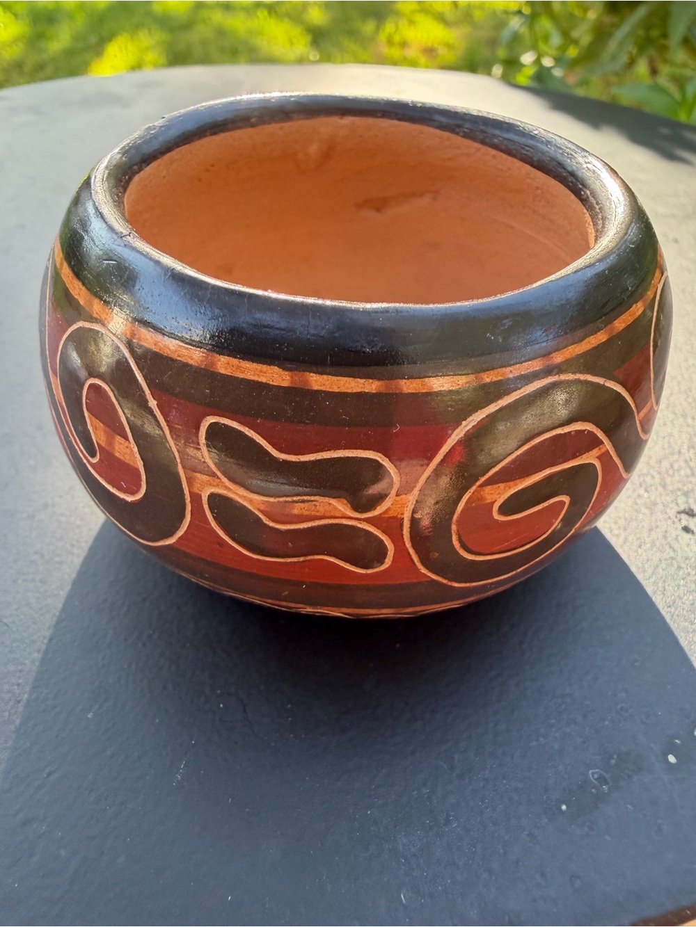 Chorotega Pottery terra-cotta planter Nicoya Peninsula Costa Rica FolkArt 2x1.5”